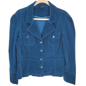 JKLA California Corduroy Collared Longsleeve Blazer Utility Jacket Blue Aqua SzL
